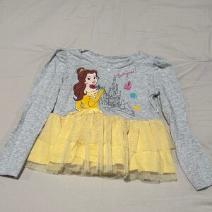 🖤Little Sleepies Disney Princess Belle Castle Long Sleeve Tiered Mesh Peplum Top